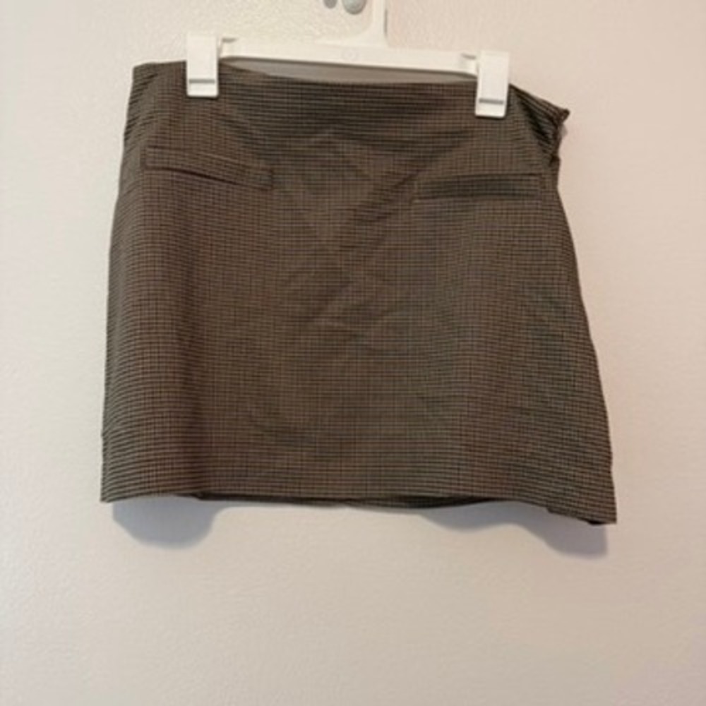 A New Day Brown Houndstooth Mini Skirt Size 12 NWT